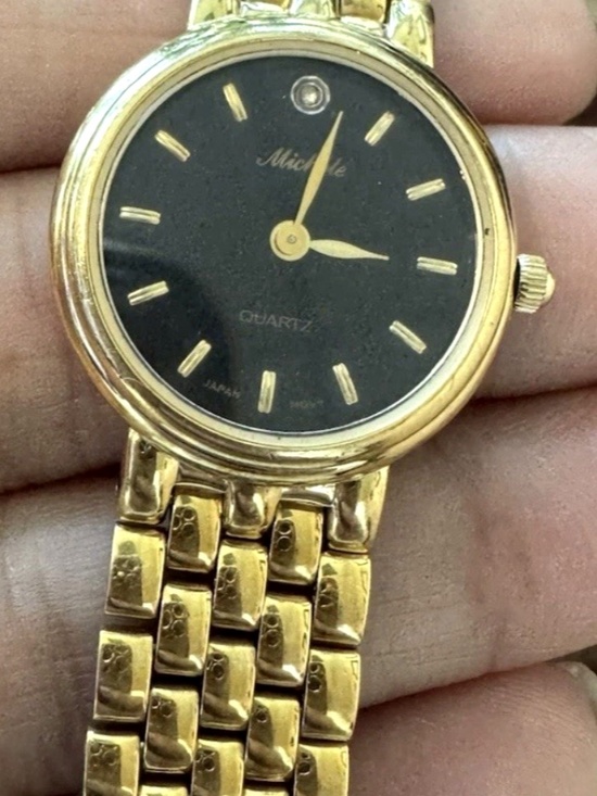 MICHELE Woman\'s Vintage 1970\'s Gold Tone Stainless Bracelet Watch Japan Movement main image 13